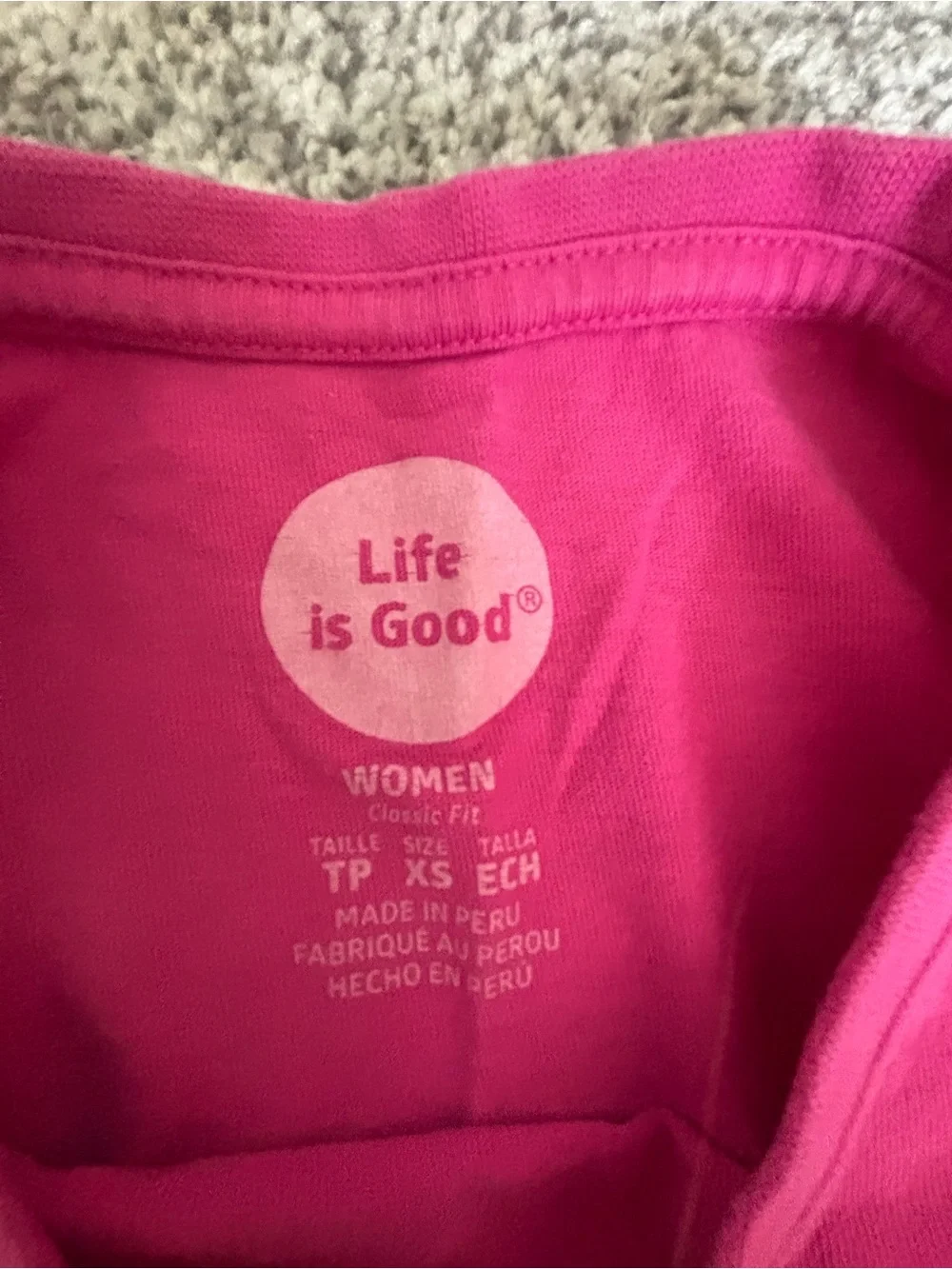 Life Is Good Hot Pink Short Sleeve Graphic Tee
